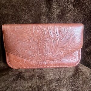 American Leather Company Vintage Hand Tooled Calf-Tan Wallet